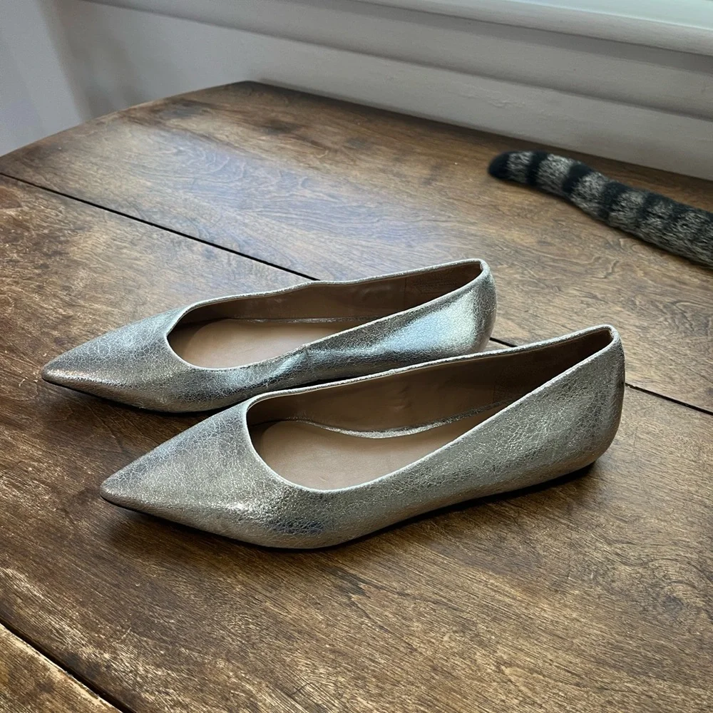 Silver Pointed Flats - Picture 4 of 11